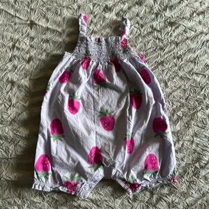 Carter's White and Pink Strawberry Bodysuit